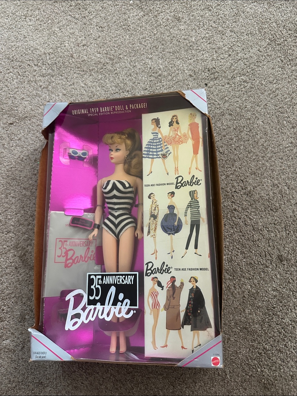 Barbie 35th Anniversary Doll in Black & White Striped Swimsuit